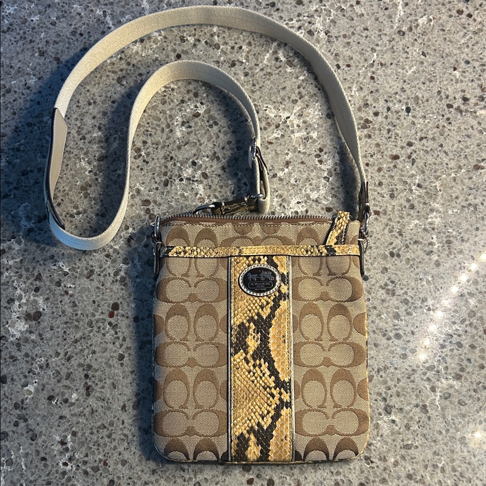 Coach Sutton Signature Python Swingpack Crossbody Bag, EUC
